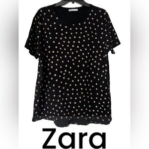 B12 Zara Black and White Boxy Embellished T-Shirt Size XL